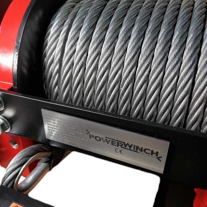 Hydraulic winch PWH15000 PRO EN144921 with tensioner, wire rope and